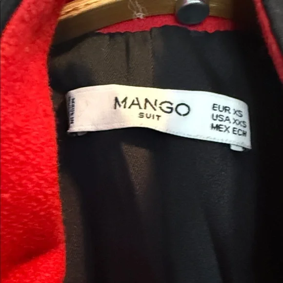 Mango Black Blazer with Red Trim and Gold Buttons - Picture 2 of 6